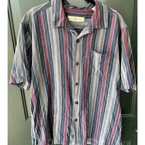 Tommy Bahama Sz L 100% Silk Textured Shirt for Men Classic Casual Upscale Beachy